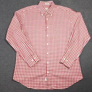 Peter Millar Shirt Men’s Large Red White Button Down 100% Cotton Gingham Check